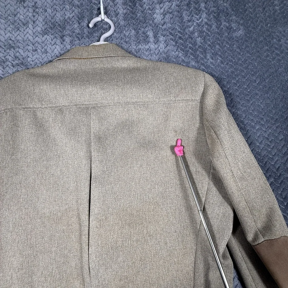 Vintage Men's Safari Field Jacket Blazer 44 Tan Elbow Patch Poly‎ Blend Ejoven
